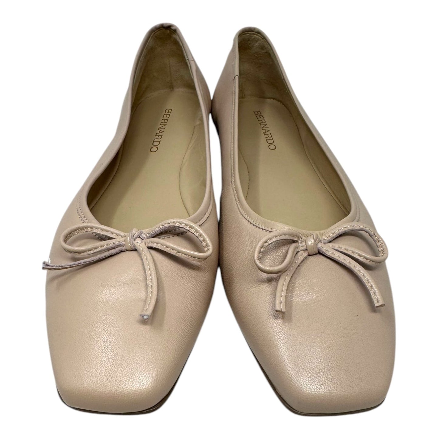 Gwynn Bow Nappa Leather Ballet Flats Shoes By Bernardo In Cream, Size: 9