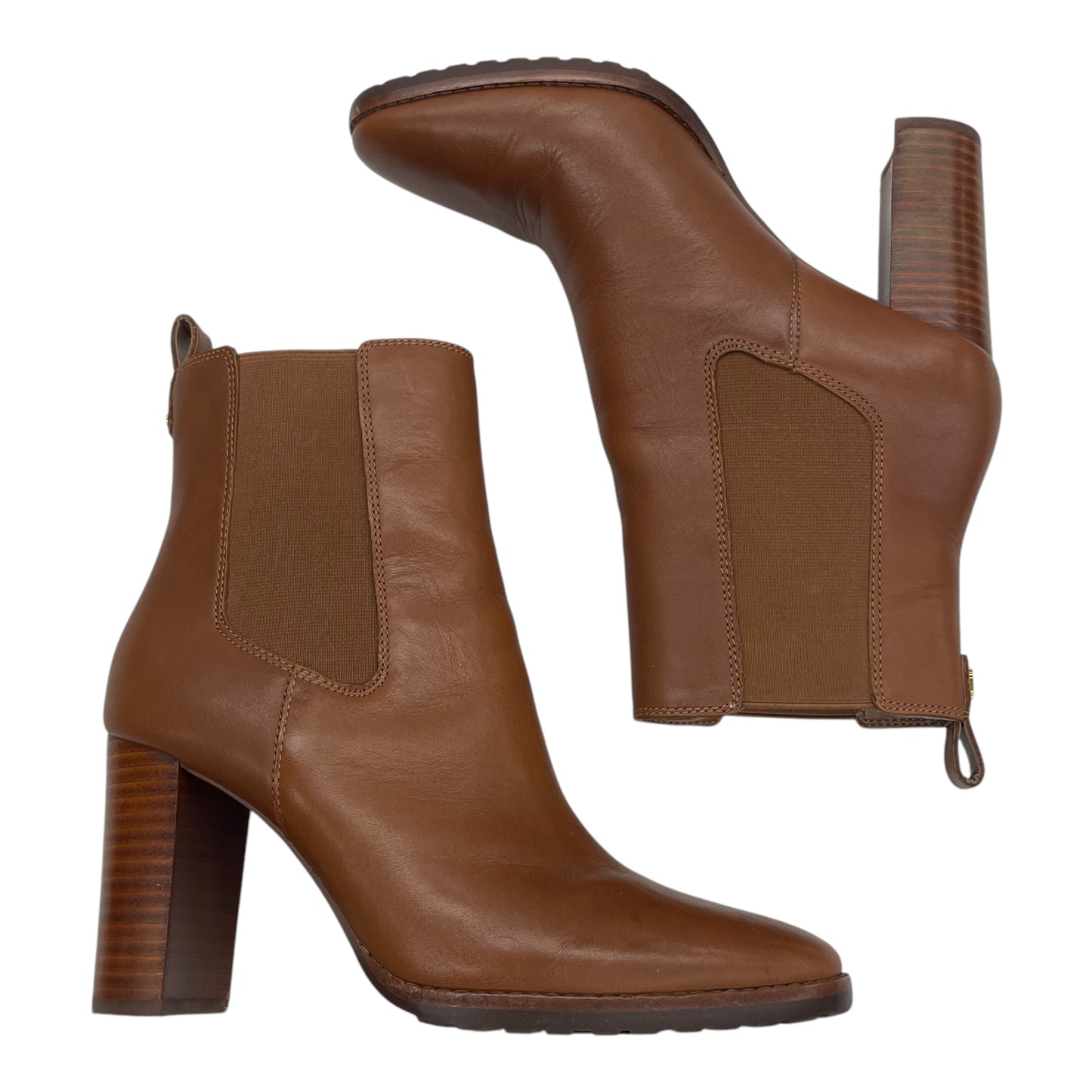 Boots Ankle Heels By Lauren By Ralph Lauren In Brown, Size:8.5