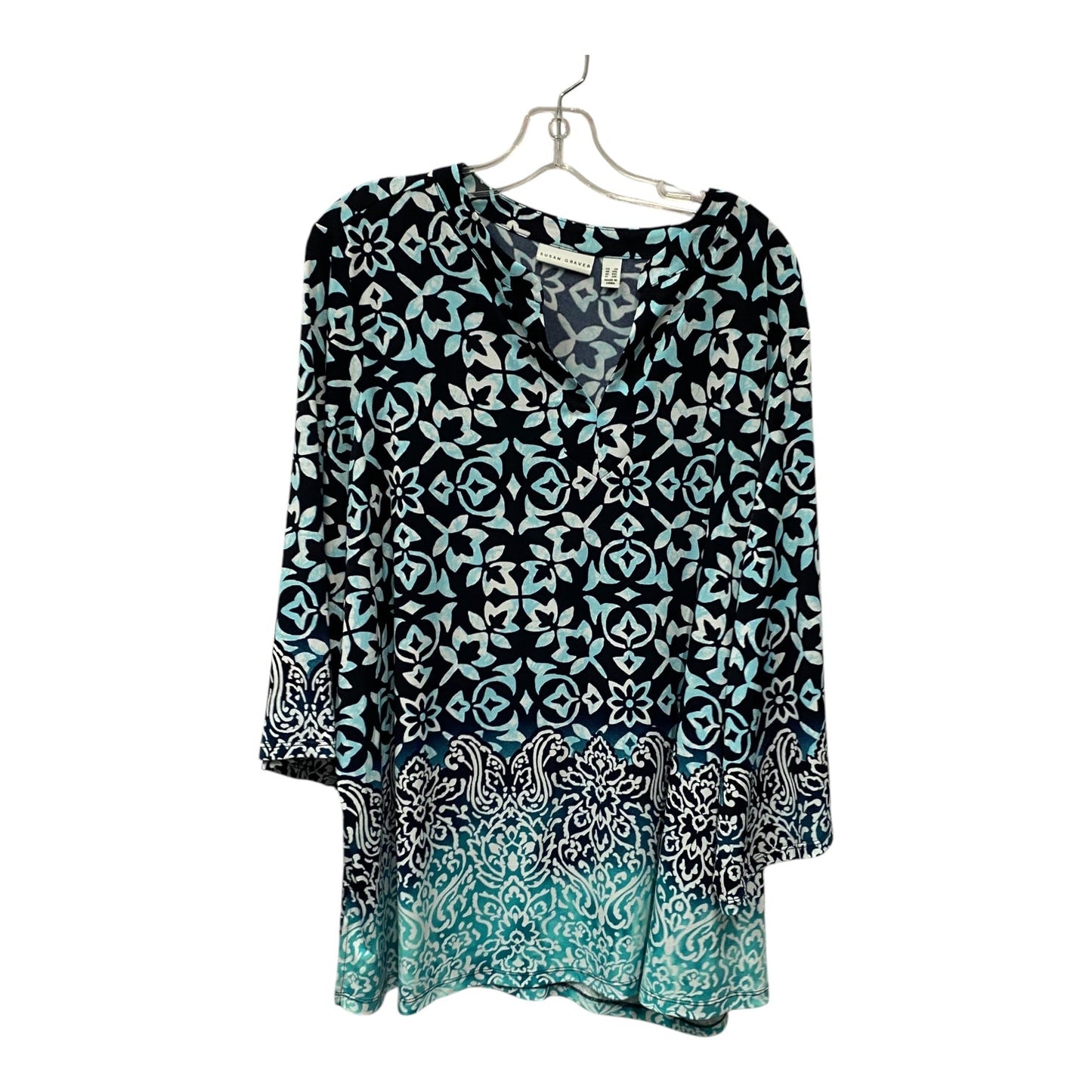 Top Ls By Susan Graver In Black & Blue, Size:2X