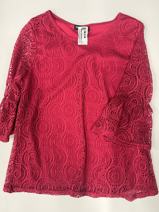 N Touch Long Sleeve Lace Crochet Blouse Pink Size M