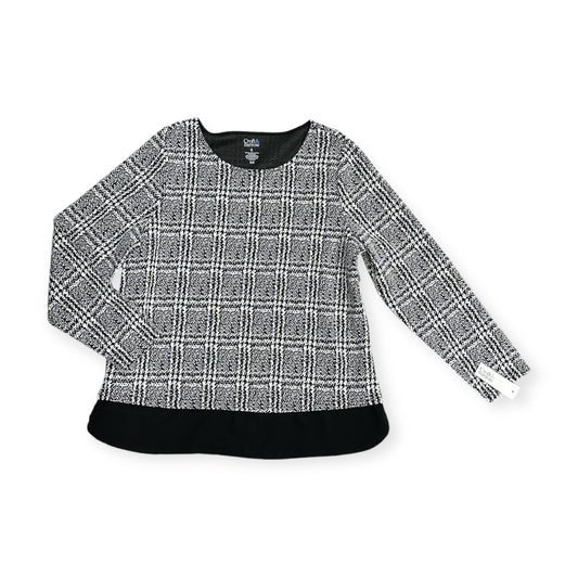 Top Long Sleeve By Croft And Barrow In Black & White, Size: Xl