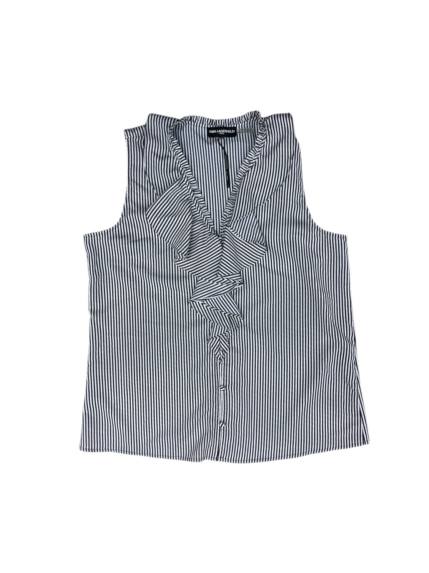 Top Sleeveless By Karl Lagerfeld In Blue & White, Size: L