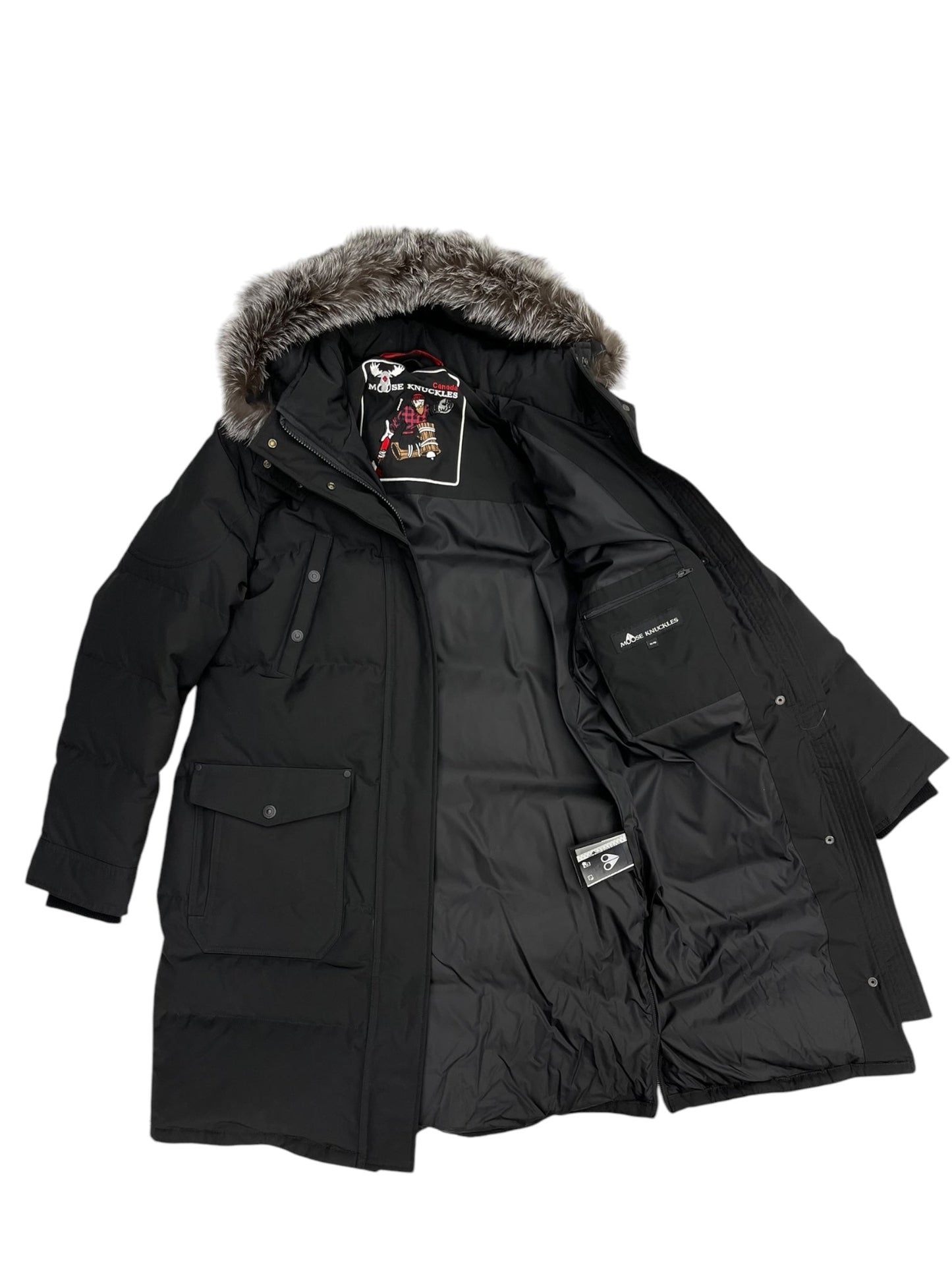 Coat Luxury Designer By Moose Knuckles Canada In Black, Size: Xl