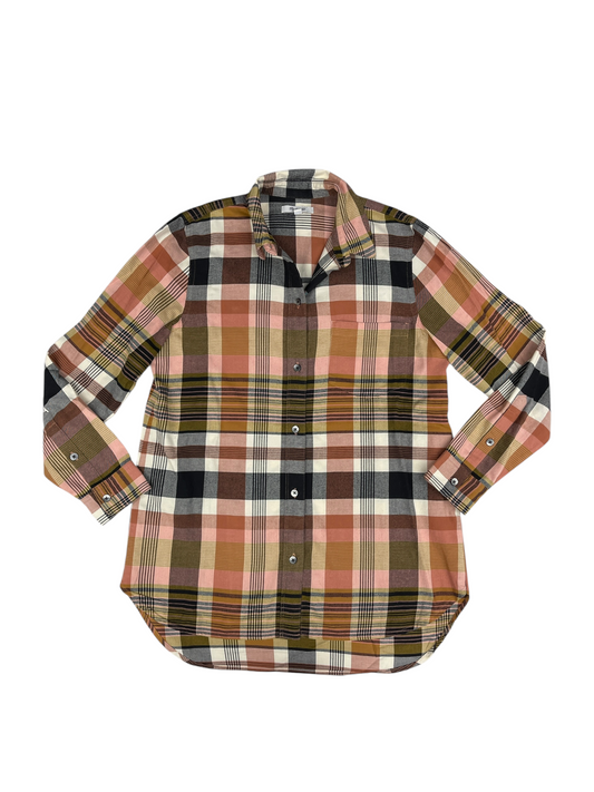 Top Long Sleeve By Madewell In Plaid Pattern, Size: Xs