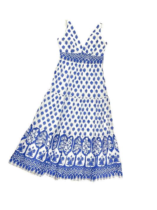 Blue & White Dress Casual Maxi J. Crew, Size 8