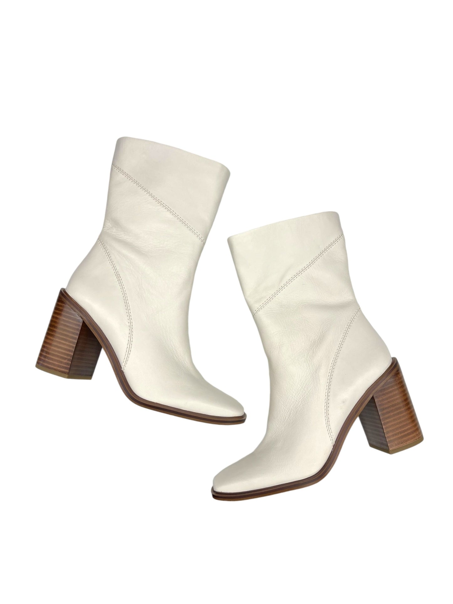 Boots Mid-calf Heels By Franco Sarto In White, Size: 10