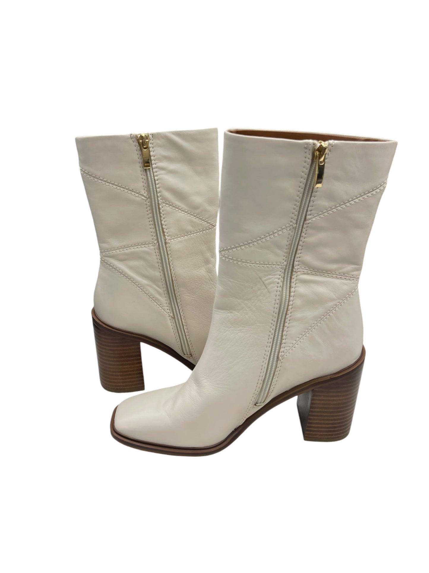 Boots Mid-calf Heels By Franco Sarto In White, Size: 10