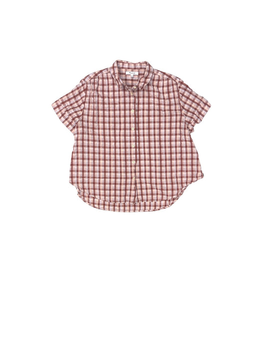 Top Short Sleeve By Madewell In Plaid Pattern, Size: M