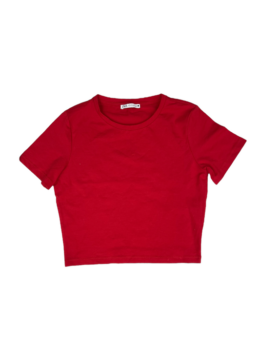 Top Short Sleeve By Zara In Red, Size: M