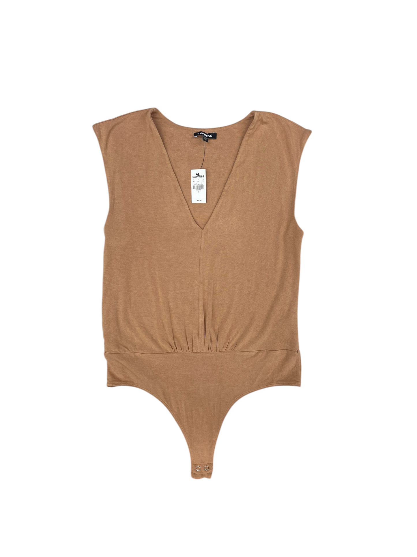 Top Short Sleeve By Express In Tan, Size: L