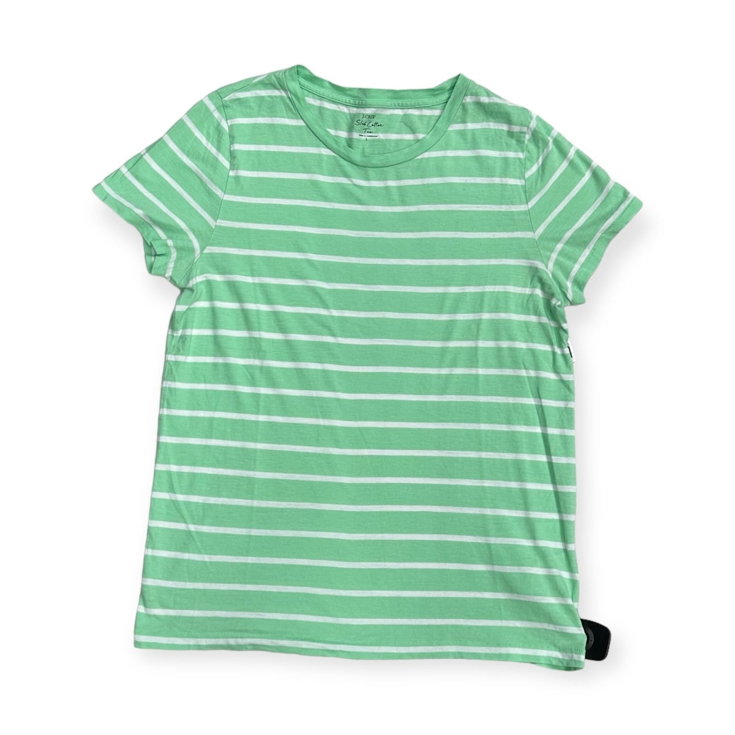 Green & White Top Short Sleeve Basic J. Crew, Size L