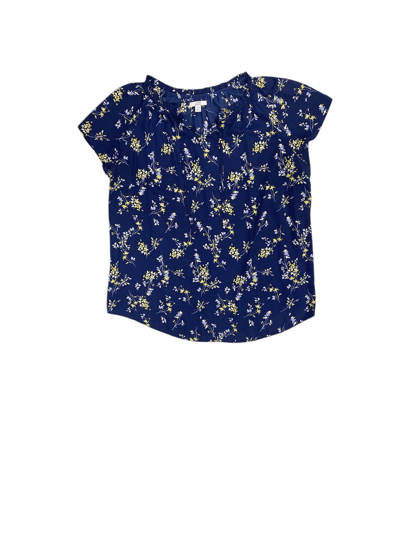 Top Short Sleeve By Croft And Barrow In Blue & Yellow, Size: 2x