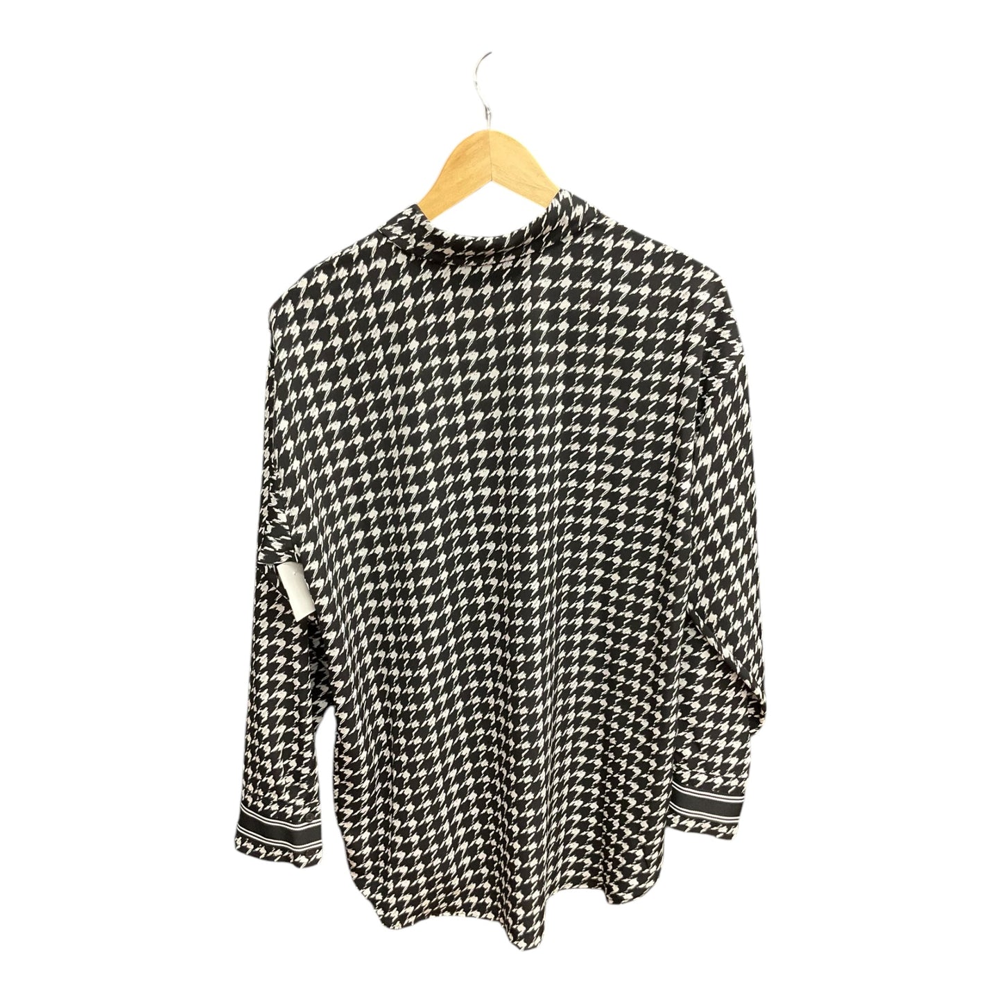 Blouse Long Sleeve By Karl Lagerfeld In Black & White, Size: M