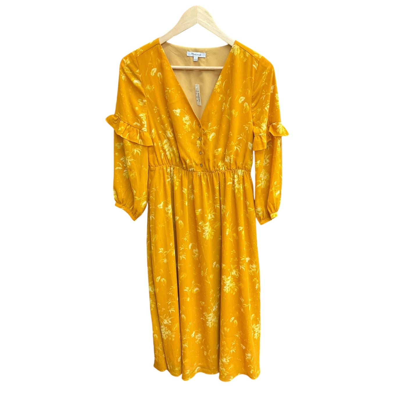 Dress Casual Midi By Madewell In Yellow, Size: Xs