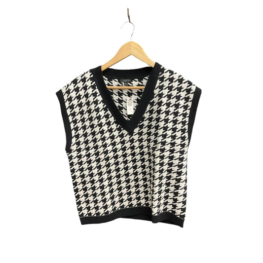 Vest Sweater By Talbots In Black & White, Size: Lp