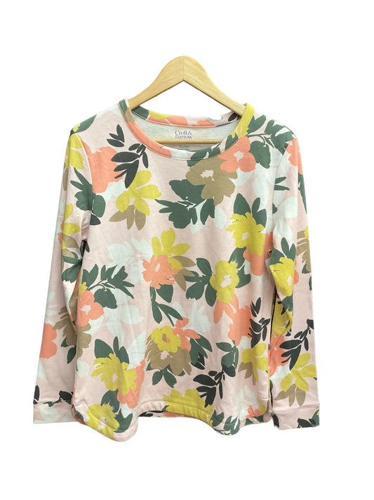 Floral Print Top Long Sleeve Basic Croft And Barrow, Size M