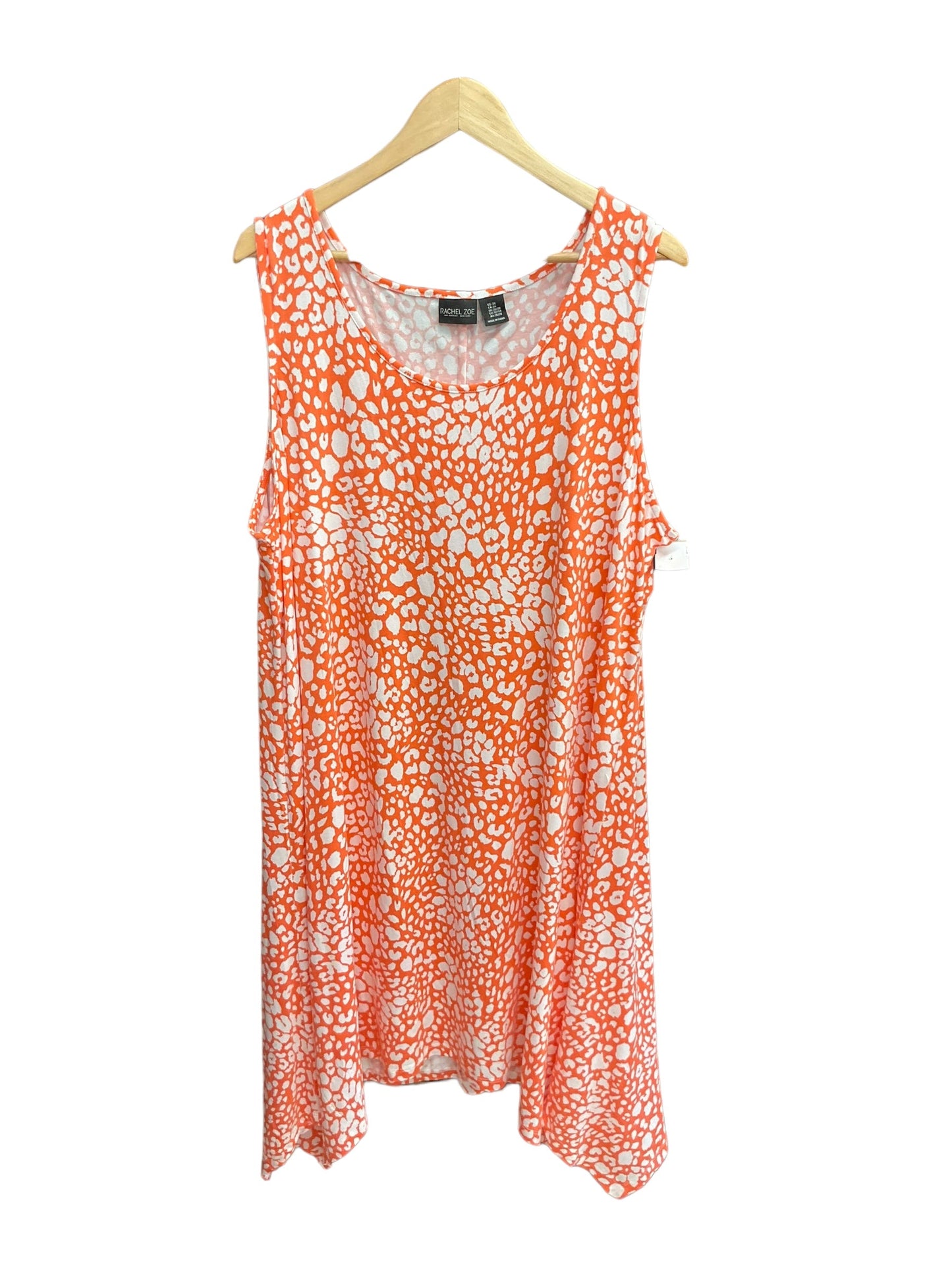 Orange & White Dress Casual Midi Rachel Zoe, Size 3x