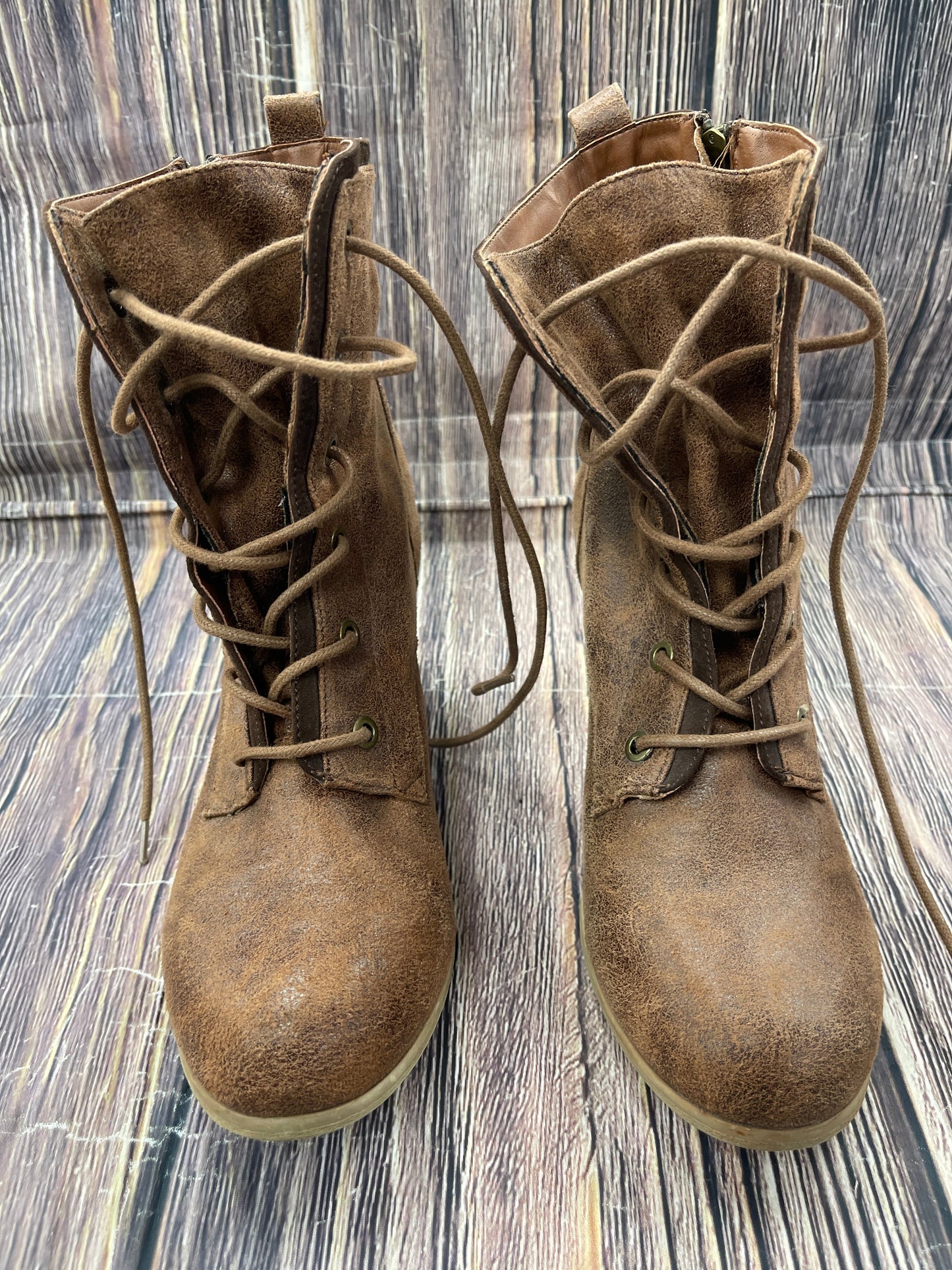 Boots Ankle Heels By Maurices In Brown, Size: 10