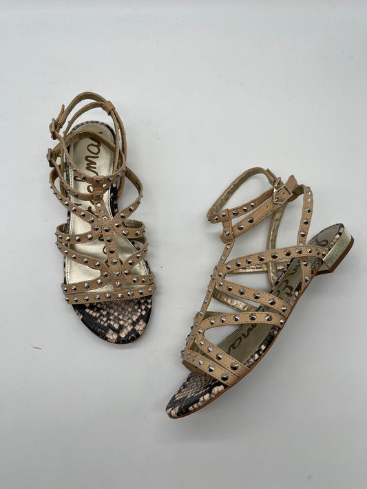 Snakeskin Print Sandals Flats Sam Edelman, Size 8