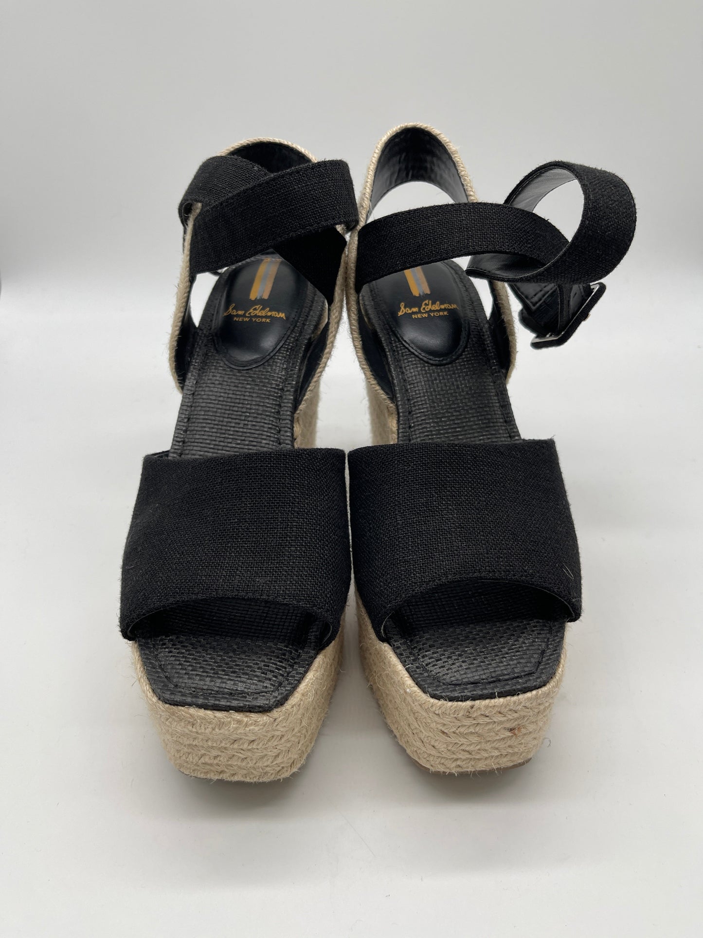 Black Sandals Heels Wedge Sam Edelman, Size 9