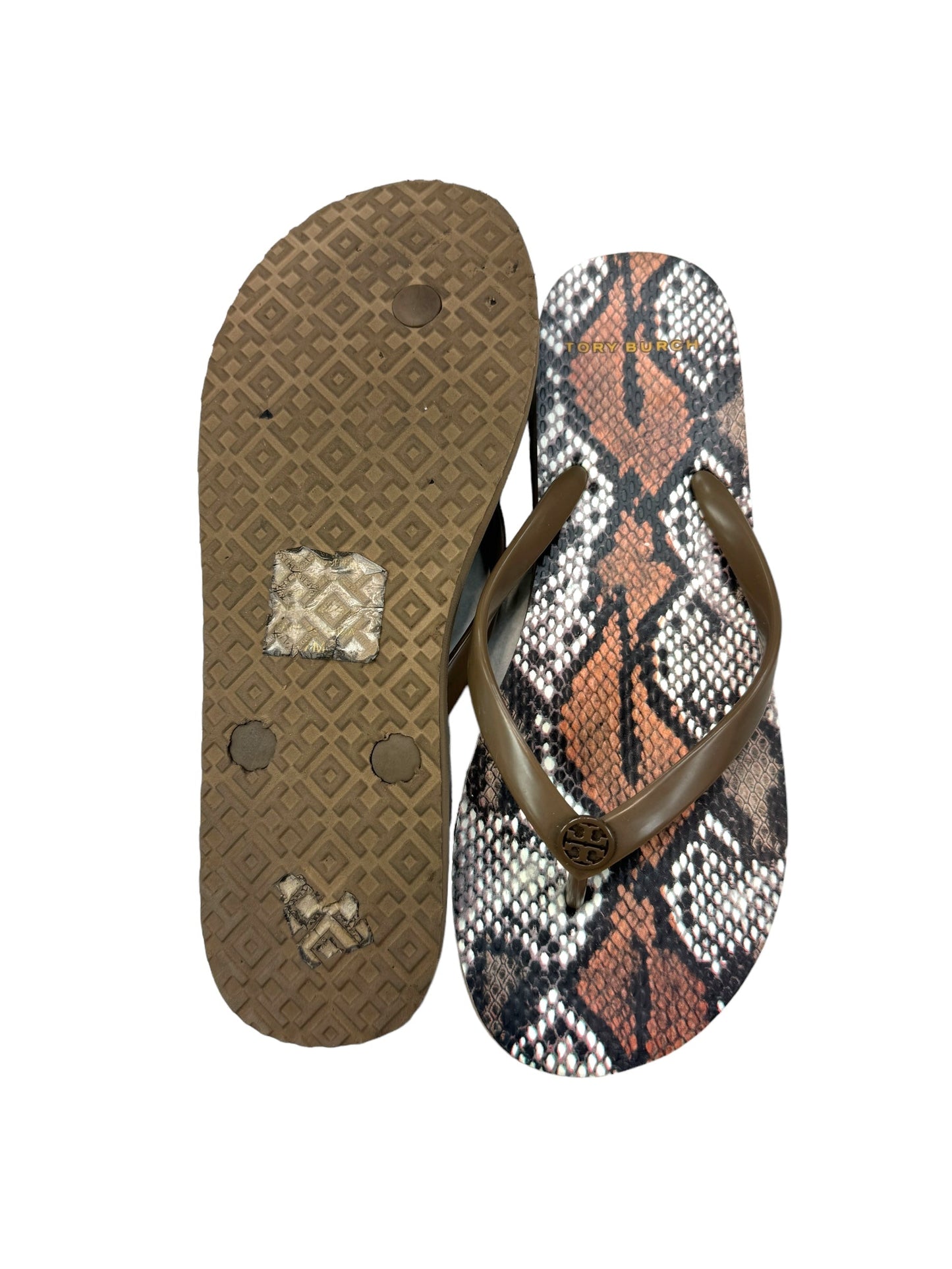 Snakeskin Print Sandals Designer Tory Burch, Size 8