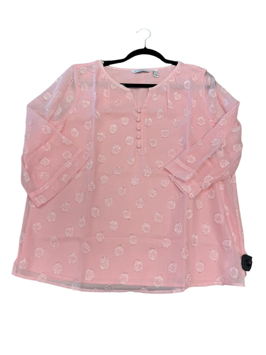 Blouse Short Sleeve By Isaac Mizrahi Live Qvc In Pink, Size: L