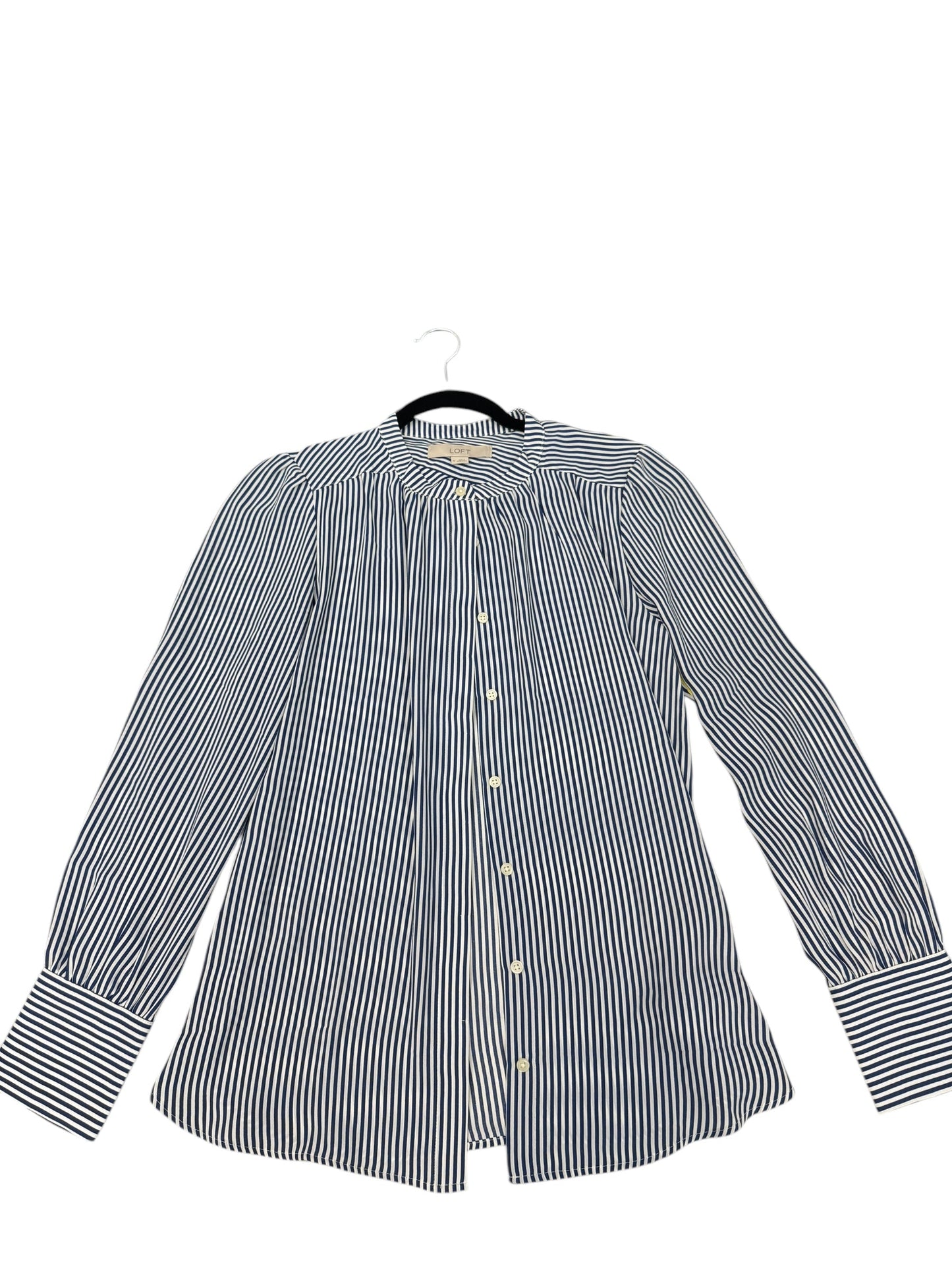 Top Long Sleeve By Loft In Blue & White, Size: M