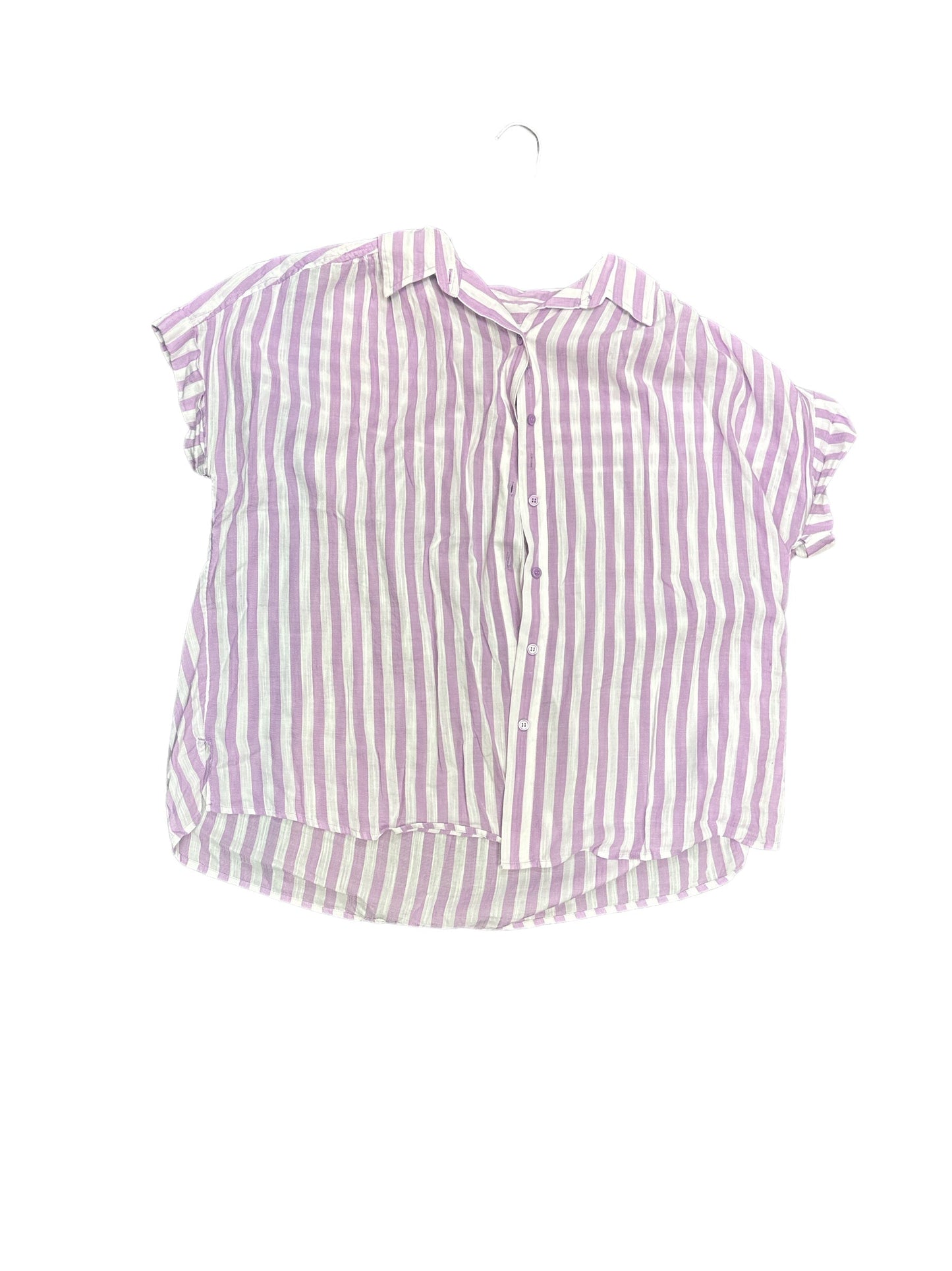 Purple & White Blouse Short Sleeve Lane Bryant, Size 1x