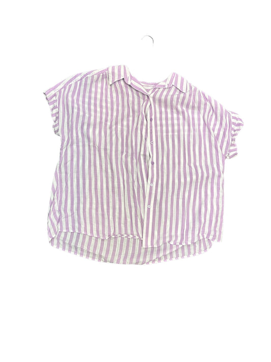Purple & White Blouse Short Sleeve Lane Bryant, Size 1x