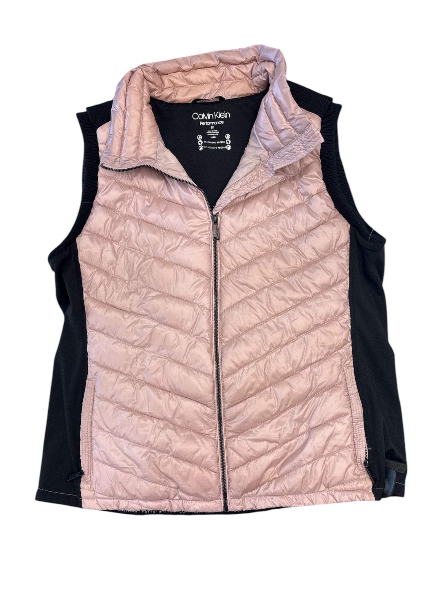 Vest Puffer & Quilted By Calvin Klein Performance In Pink, Size: 2x