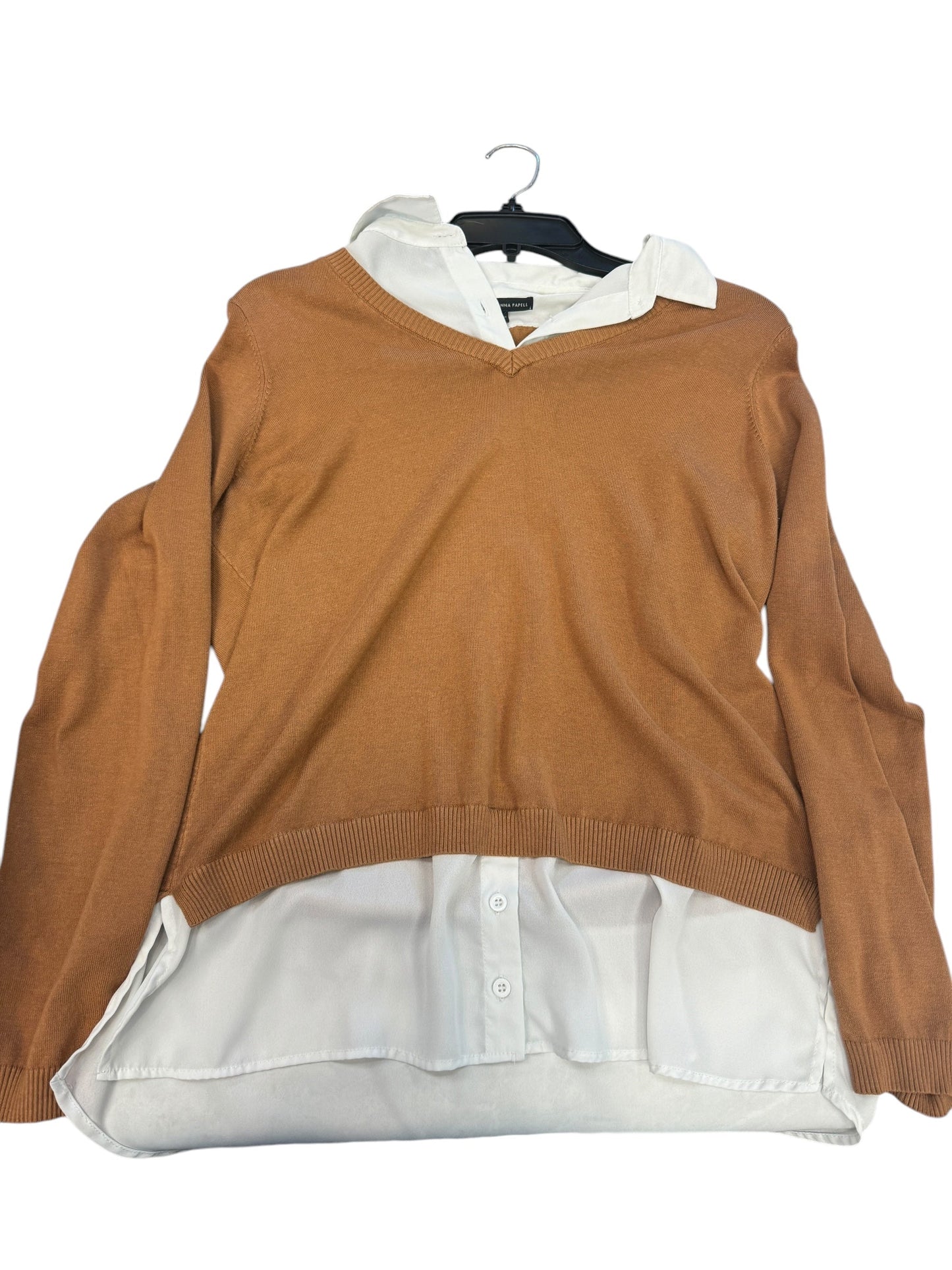 Top Long Sleeve By Adrianna Papell In Brown, Size: L