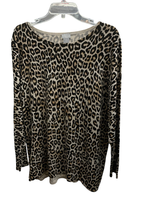 Sweater By Chicos In Animal Print, Size: L