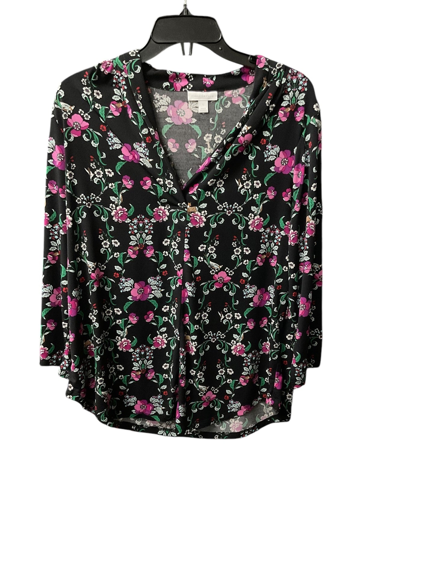 Top 3/4 Sleeve By Charter Club In Floral Print, Size: L