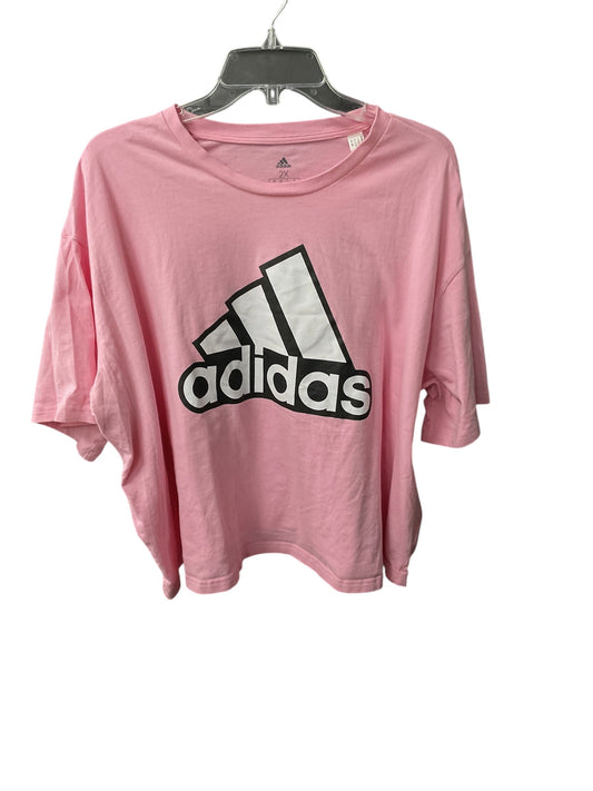 Athletic Top Short Sleeve By Adidas In Pink, Size: 2x