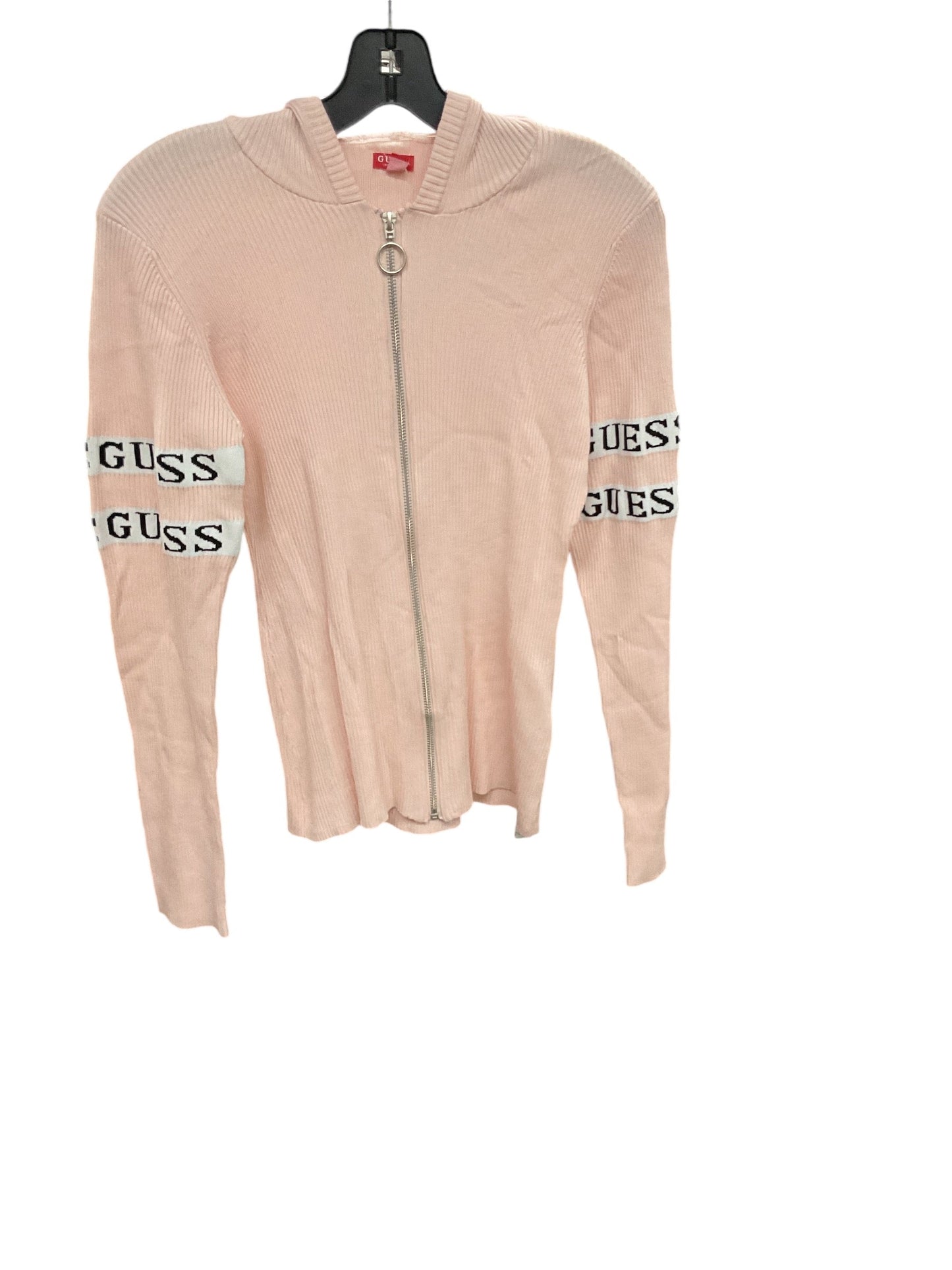 Sweatshirt Hoodie By Guess In Pink, Size: L