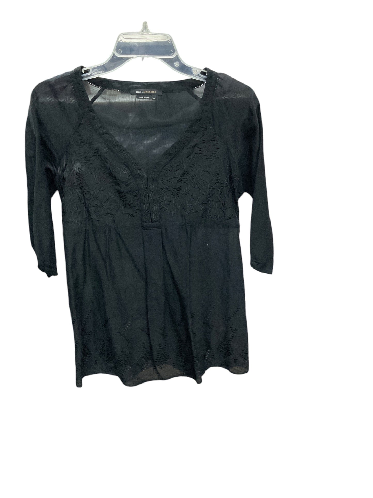 Top 3/4 Sleeve By Bcbgmaxazria In Black, Size: Xs