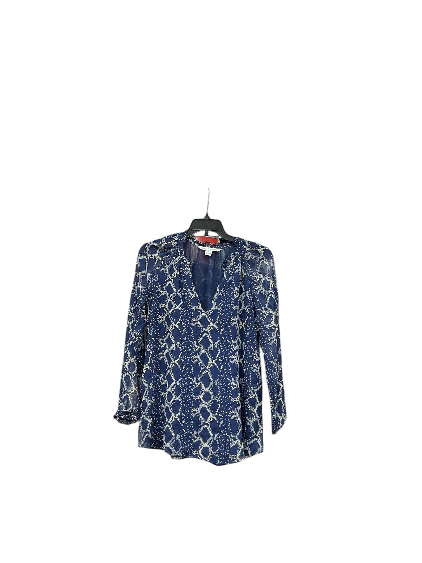 Top Long Sleeve By Diane Von Furstenberg In Blue, Size: 4