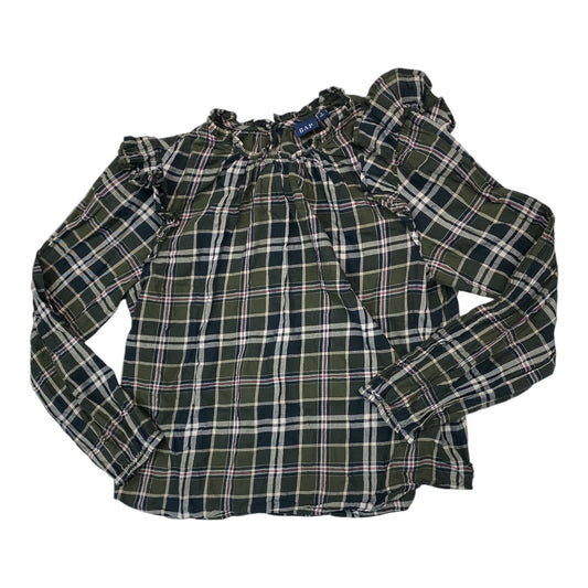 Top Long Sleeve By Gap In Plaid Pattern, Size: L