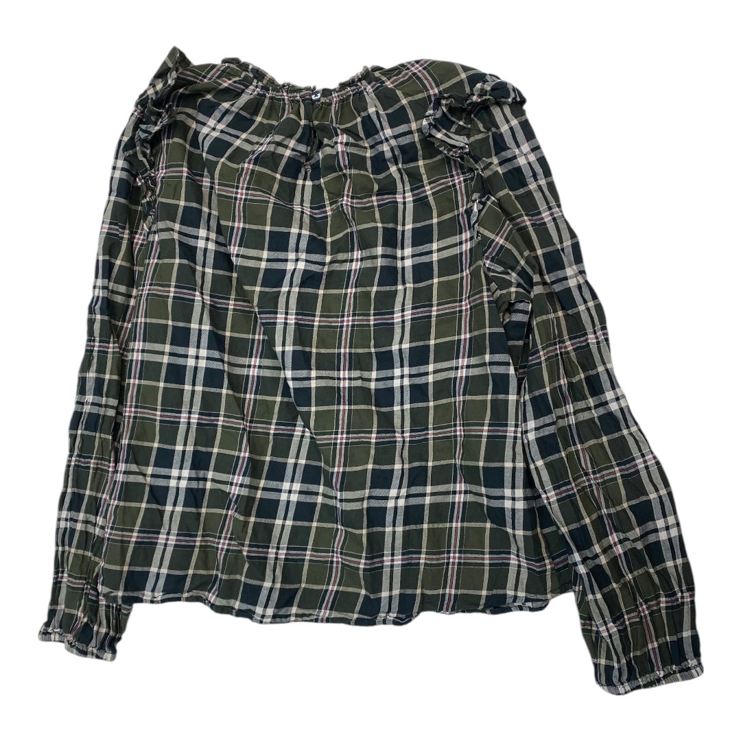 Top Long Sleeve By Gap In Plaid Pattern, Size: L