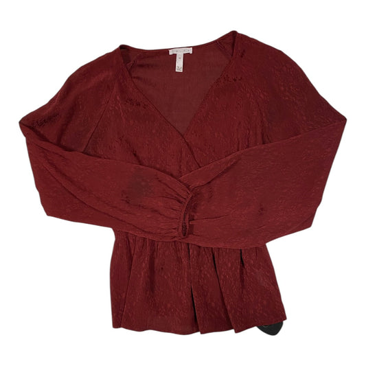 Top Long Sleeve By Leith In Maroon, Size: Xs