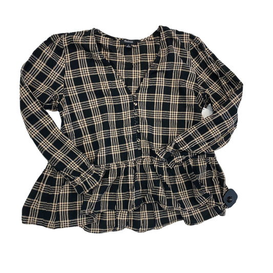 Top Long Sleeve By Madewell In Plaid Pattern, Size: M