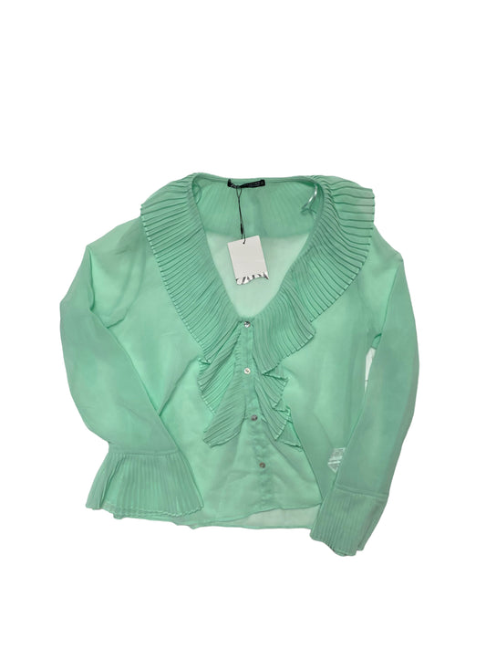 Green Top Long Sleeve Zara, Size S