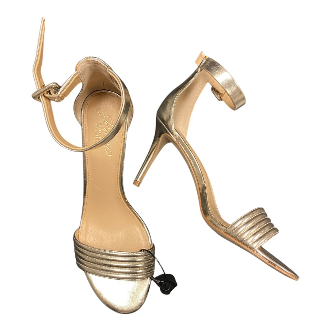 Sandals Heels Stiletto By Badgley Mischka In Gold, Size: 7.5