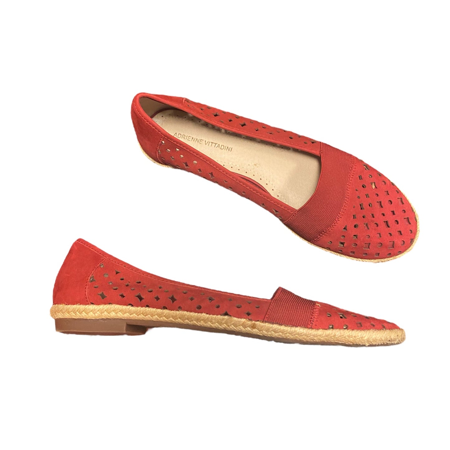 Red Shoes Flats Adrienne Vittadini, Size 8