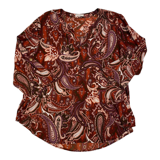 Top 3/4 Sleeve By Maurices In Brown & Cream, Size: 1x