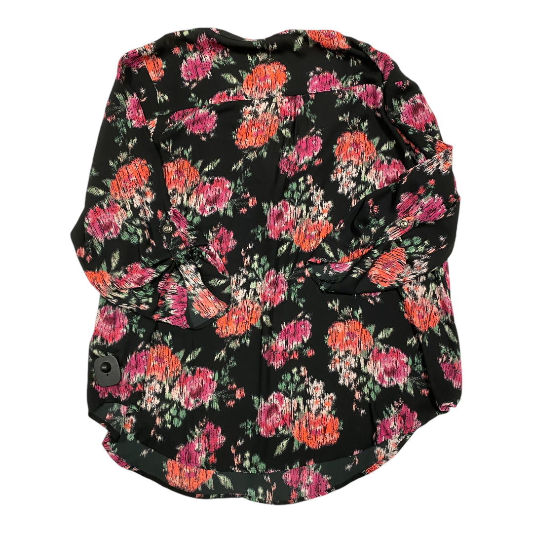 Top 3/4 Sleeve By Maurices In Black & Pink, Size: 1x