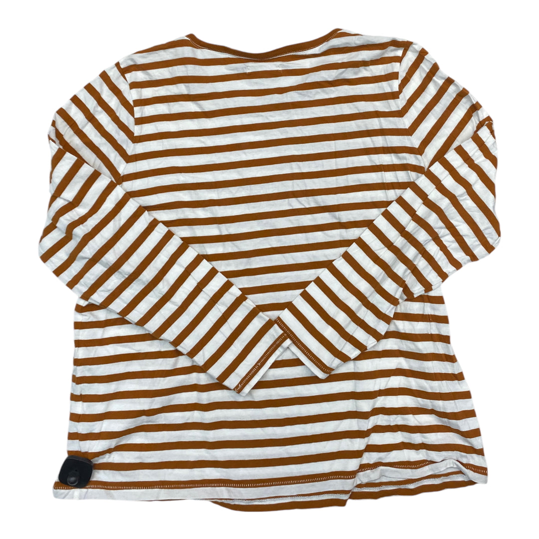 Top Long Sleeve Basic By Madewell In Brown & White, Size: 1x