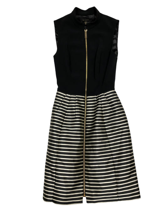 Dress Designer By Ted Baker In Black & Silver, Size: Xs