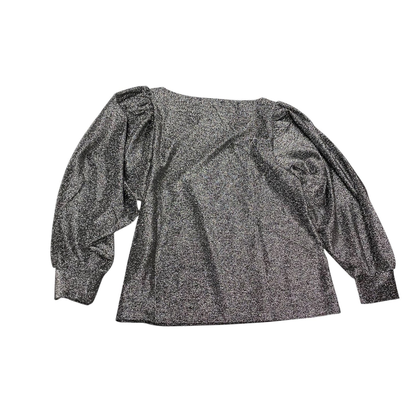 Top Long Sleeve By Loft In Black & Silver, Size: M