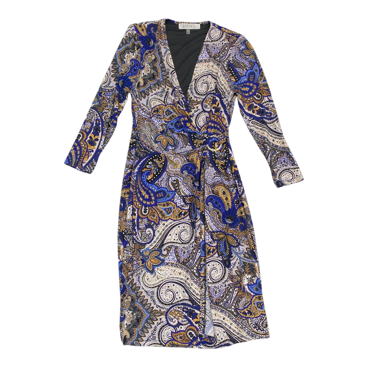 Dress Party Midi By Kasper In Blue & Gold, Size: Xs